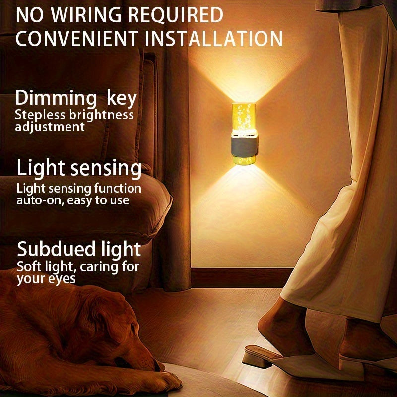 2-Pack LED Night Lights with Wall Plug, 3000K Dimmable Modern Automatic Night Light with Light Sensor for Hallway and Bedroom, Christmas Gift Idea