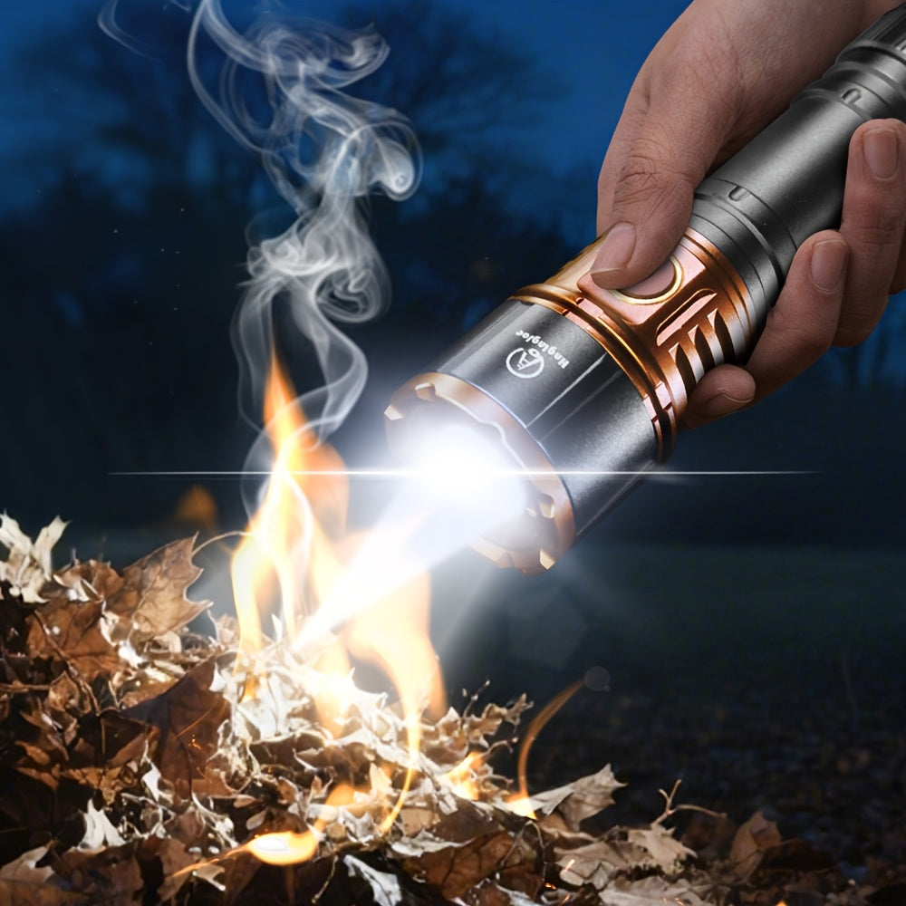 To Generate Fire, An Aluminum Alloy Flashlight, Equipped With Fresnel Lenses, With High Lumen Output, 21700 Lithium Battery, 3000 Milliampere, Extremely Long Battery Life, Suitable For Outdoor Survival, Camping, Fishing, Power Outage, Night Riding.
