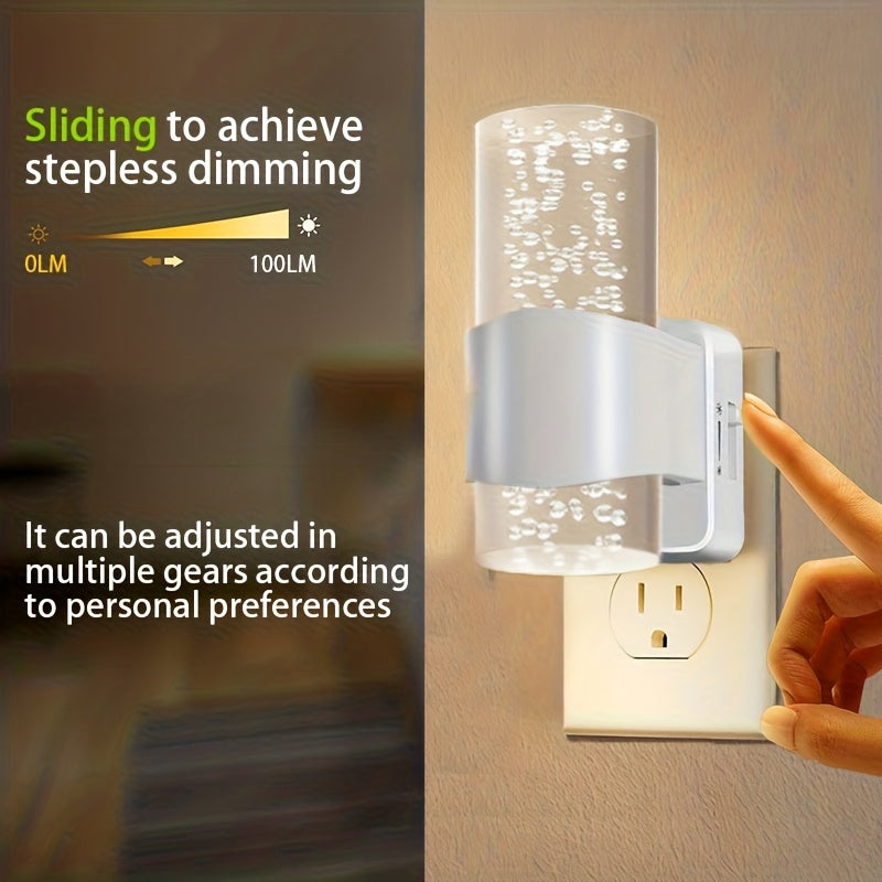 2-Pack LED Night Lights with Wall Plug, 3000K Dimmable Modern Automatic Night Light with Light Sensor for Hallway and Bedroom, Christmas Gift Idea