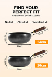 🍳 Handforged Uncoated Iron Wok Pan