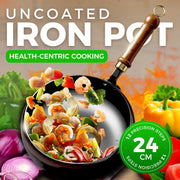 🍳 Handforged Uncoated Iron Wok Pan