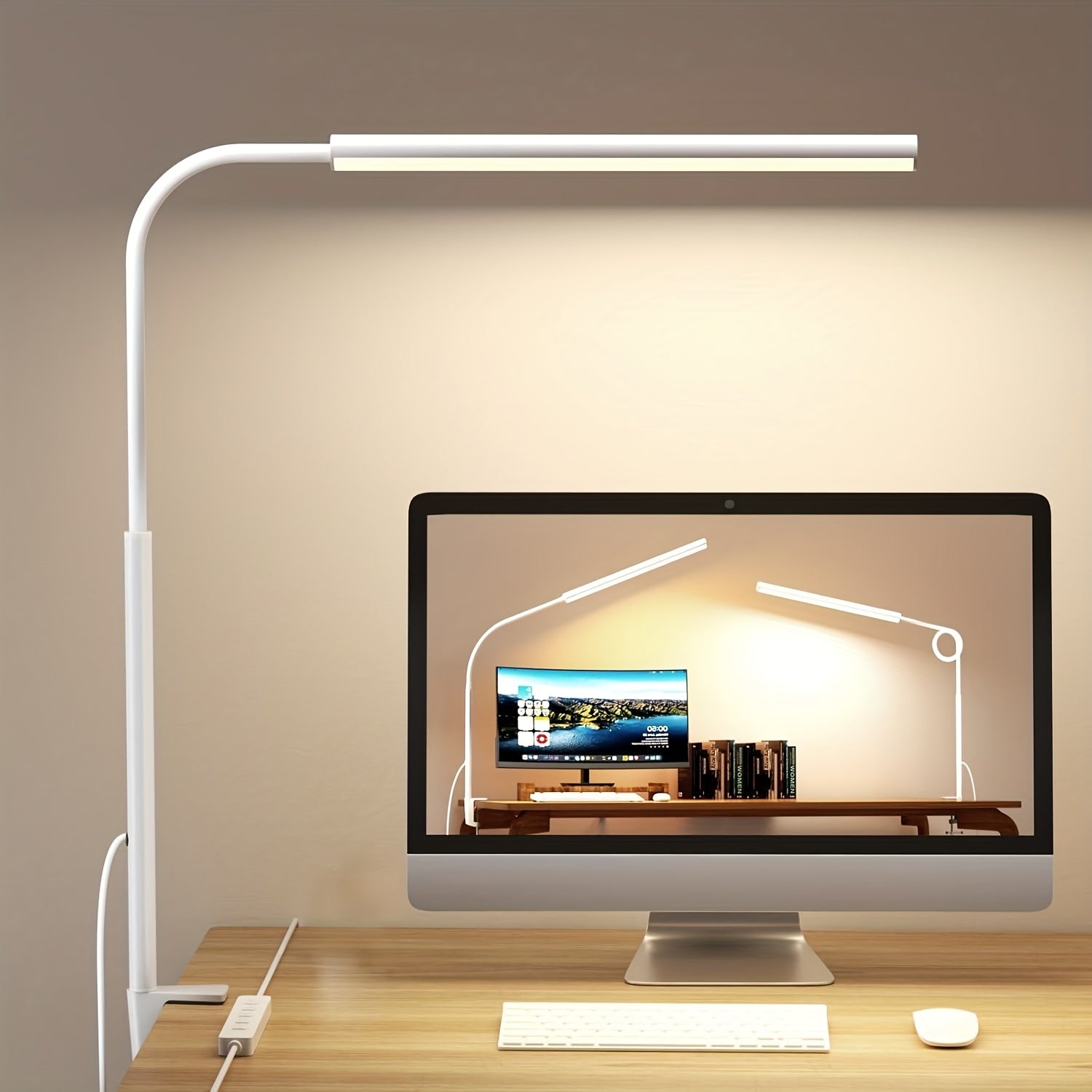 Professional LED Desk Lamp with Heavy Duty Clamp - 360° Adjustable Gooseneck, 5 Lighting Modes & 10 Brightness Levels, Eye Strain Relief for Home Office