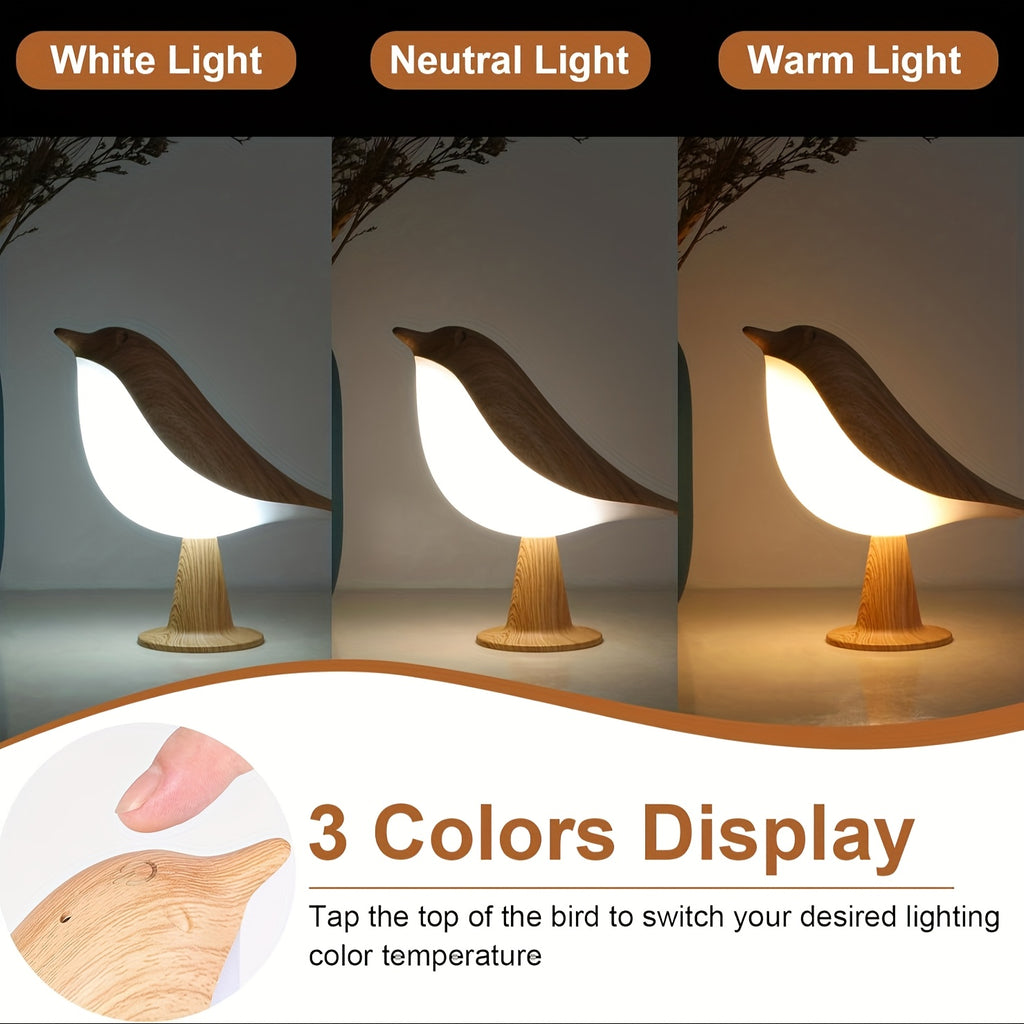 1pc 1pcs Rechargeable Portable Bird Night Light Suitable for Bedside, Camping - Dimmable Touch Control with 3 Color Temperatures, Aromatherapy-Compatible, Hangable Bedtime Light, - for & s