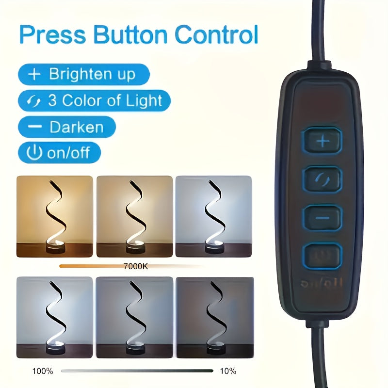 1pc\u002F2pcs Modern Adjustable Spiral Desk Lamp with Warm Light & Matte Metal Arm - Multifunctional Table Light Suitable for Bedroom, Study, Living Room, Space-Saving Design, -Controlled, Ideal Gift for Office Decor