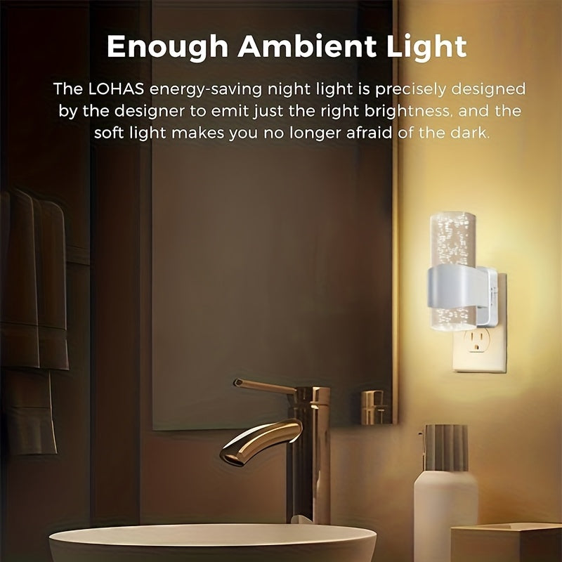 2-Pack LED Night Lights with Wall Plug, 3000K Dimmable Modern Automatic Night Light with Light Sensor for Hallway and Bedroom, Christmas Gift Idea