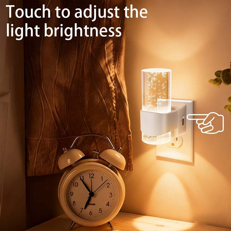2-Pack LED Night Lights with Wall Plug, 3000K Dimmable Modern Automatic Night Light with Light Sensor for Hallway and Bedroom, Christmas Gift Idea