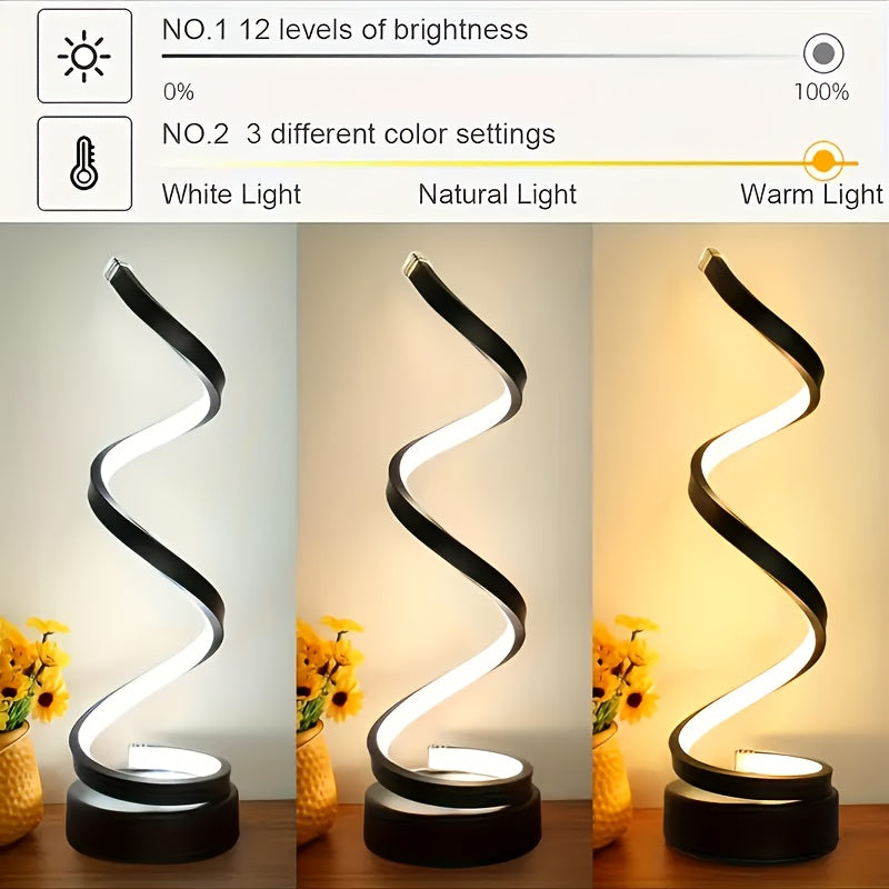 1pc\u002F2pcs Modern Adjustable Spiral Desk Lamp with Warm Light & Matte Metal Arm - Multifunctional Table Light Suitable for Bedroom, Study, Living Room, Space-Saving Design, -Controlled, Ideal Gift for Office Decor