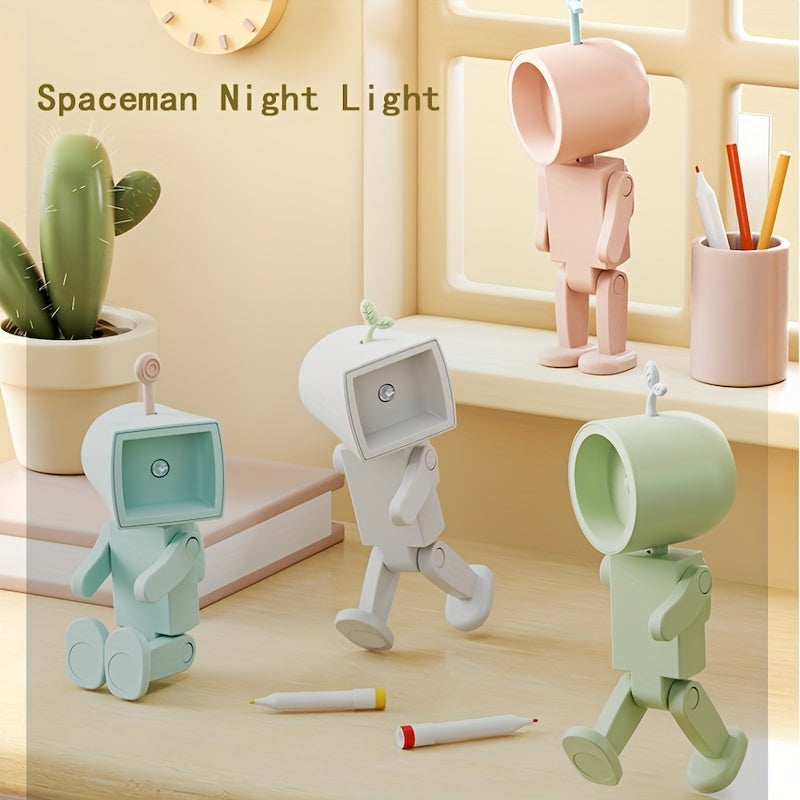 Spaceman Magnetic Night Light, LED  Robot Reading Light, Desktop Building Block Ornament Ambient Light, Creative Cell Phone Stand, Christmas Gift, New Year Gift