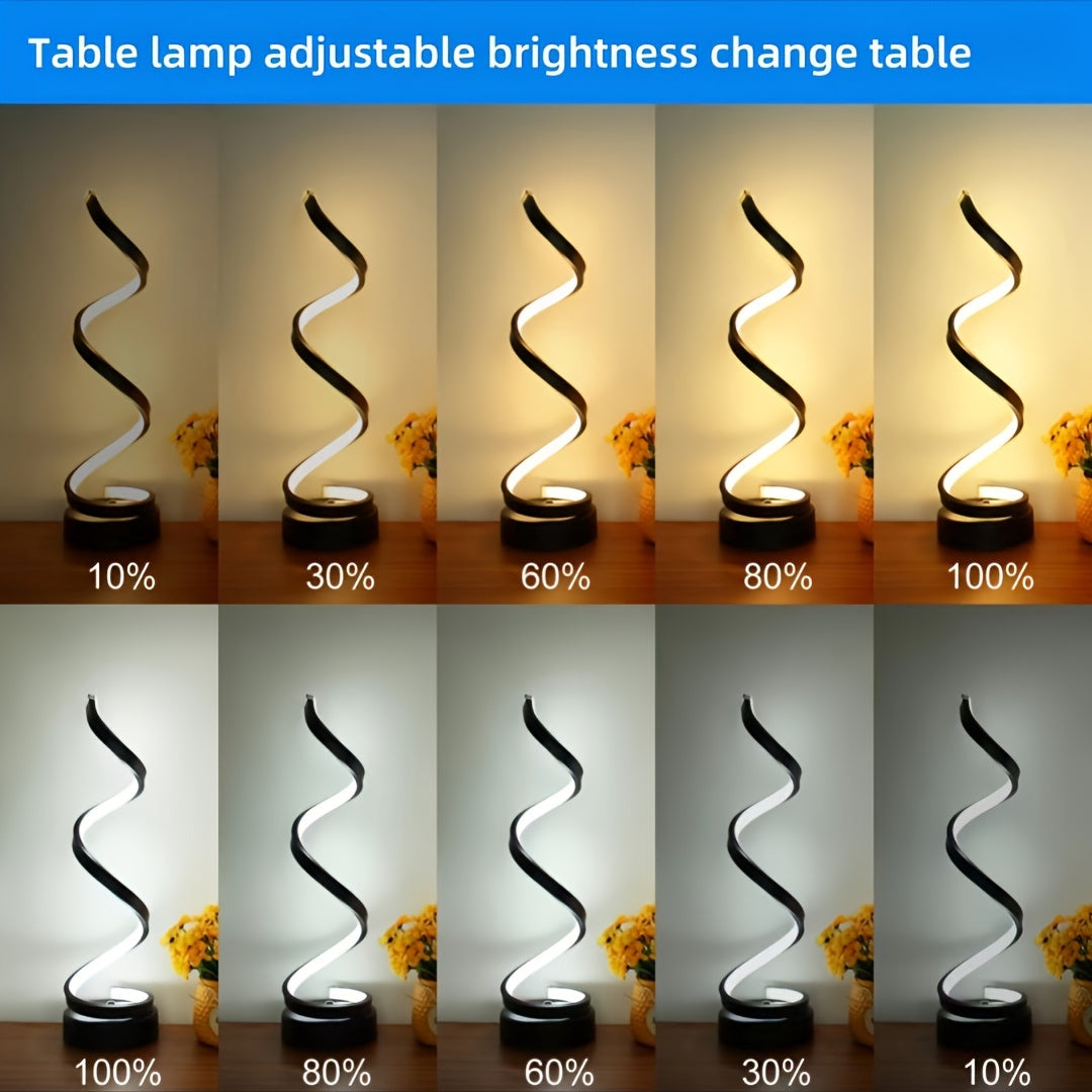 1pc\u002F2pcs Modern Adjustable Spiral Desk Lamp with Warm Light & Matte Metal Arm - Multifunctional Table Light Suitable for Bedroom, Study, Living Room, Space-Saving Design, -Controlled, Ideal Gift for Office Decor