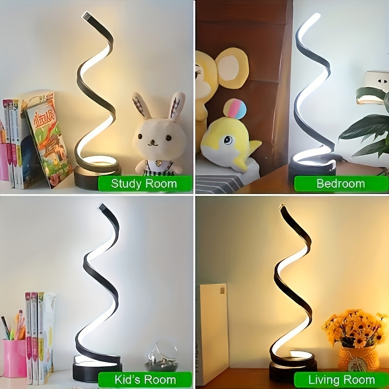 1pc\u002F2pcs Modern Adjustable Spiral Desk Lamp with Warm Light & Matte Metal Arm - Multifunctional Table Light Suitable for Bedroom, Study, Living Room, Space-Saving Design, -Controlled, Ideal Gift for Office Decor