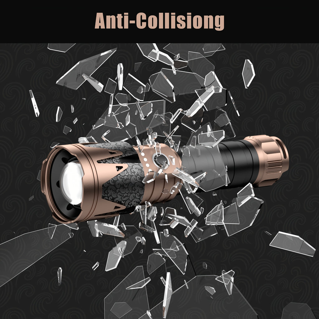 SKYFIRE High-Lumen LED Flashlight with Ignition Lens, Super Bright Tactical Flashlight, Zoom, Five Modes, Essential for Long-Life Camping, Outdoor, Farm Patrol And Emergency Situations