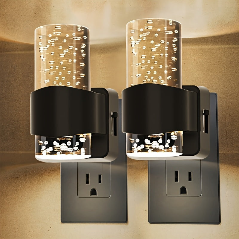 2-Pack LED Night Lights with Wall Plug, 3000K Dimmable Modern Automatic Night Light with Light Sensor for Hallway and Bedroom, Christmas Gift Idea