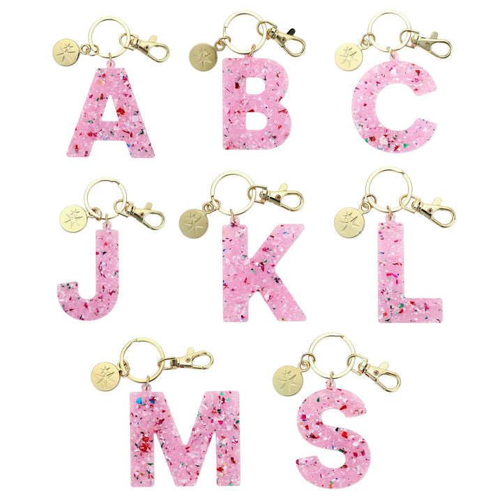 Monogram Confetti Letter Bag Charms (A, B, C, J, K, L, M, S)