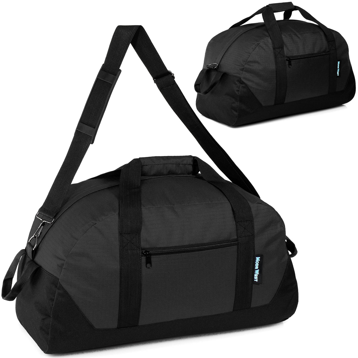25" Wholesale Black Duffle Bag with a Removable Strap  - Bulk Case of 12 Duffels