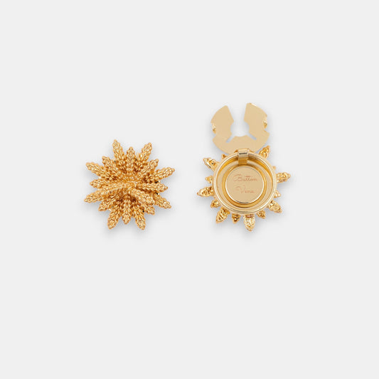 Midnight Spark Button Cover Set – 22K Gold Sunburst Statement in Two Sizes