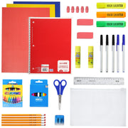 12 Wholesale 17" Backpacks in 12 Assorted Colors and Prints & 12 Bulk School Supply Kits of Your Choice