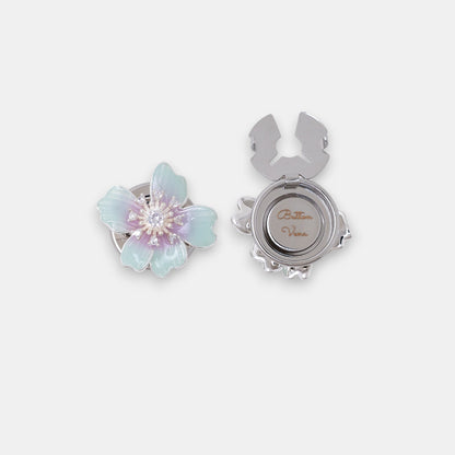 The Iris Button Cover Set – Teal & Violet Enamel with Diamond-Like Zirconia