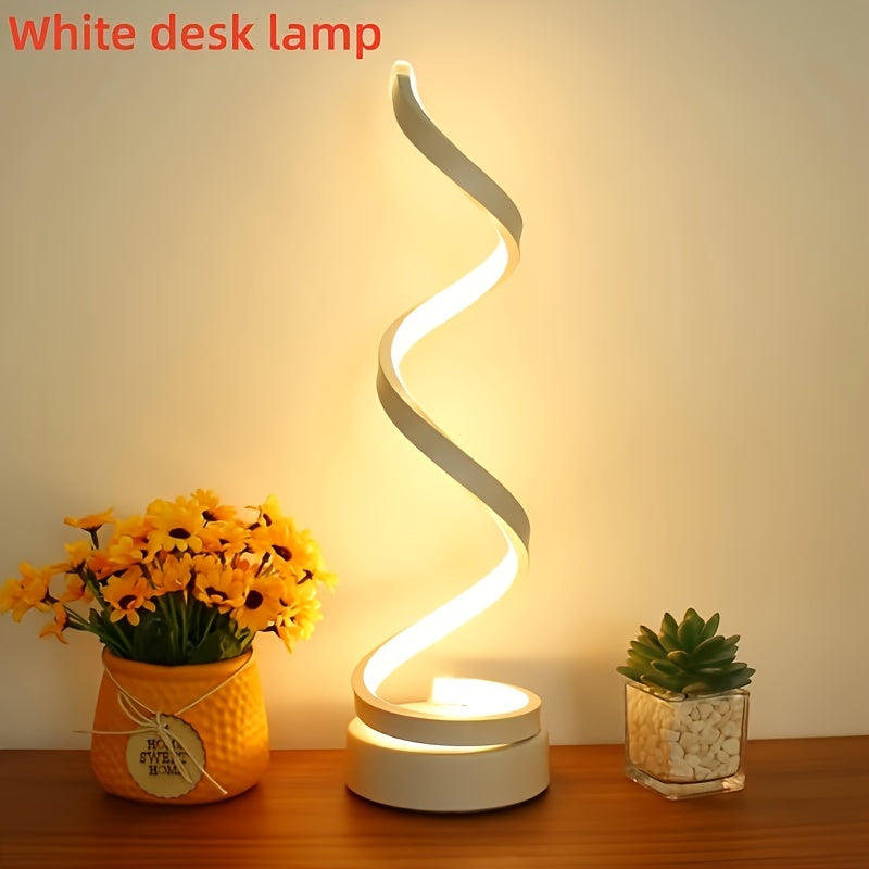 1pc\u002F2pcs Modern Adjustable Spiral Desk Lamp with Warm Light & Matte Metal Arm - Multifunctional Table Light Suitable for Bedroom, Study, Living Room, Space-Saving Design, -Controlled, Ideal Gift for Office Decor