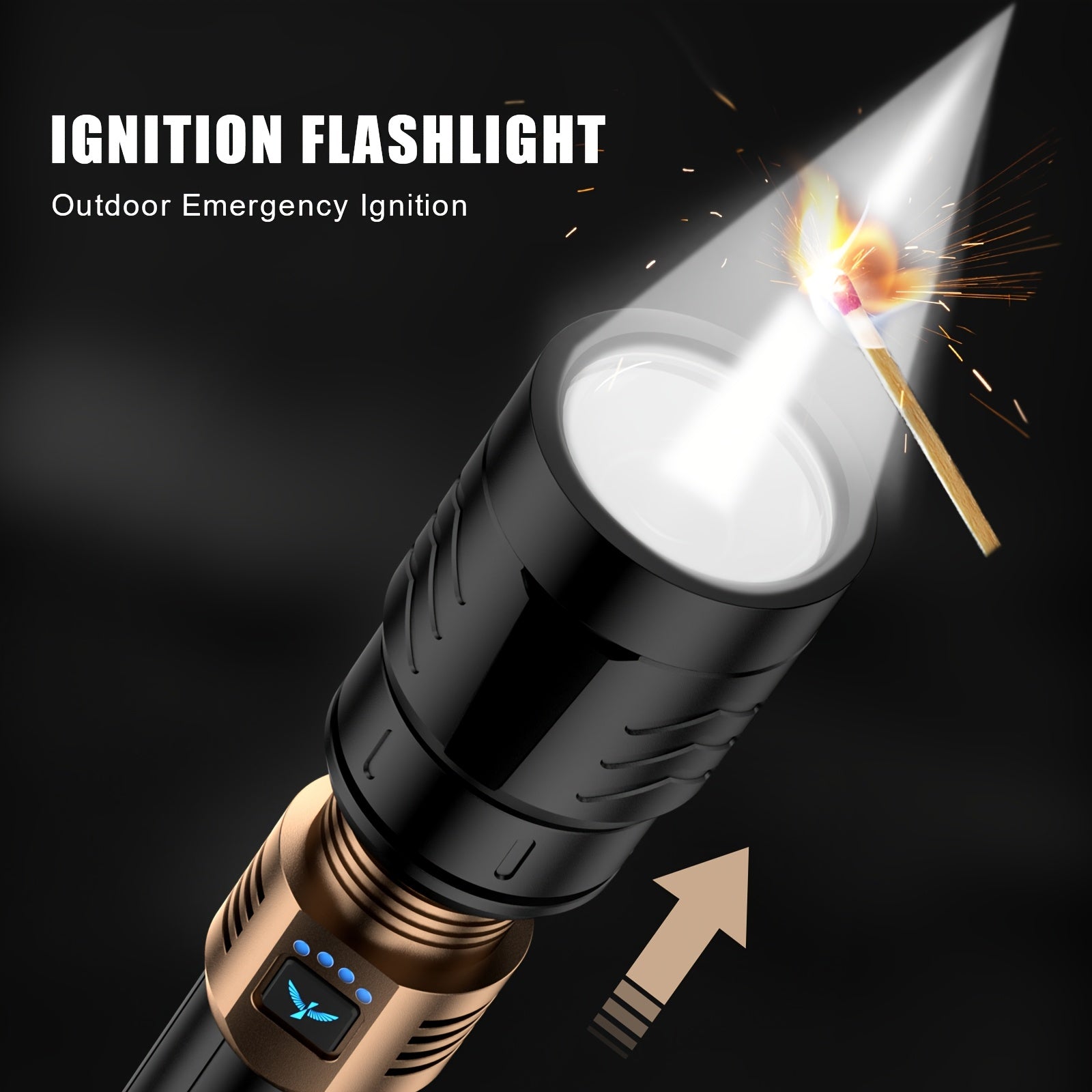 SKYFIRE LED Flashlight, High Lumen Super Bright Rechargeable, Adjustable Focus with Ignition Lens, Four Modes, Suitable for Camping Outdoor Farm Family Use