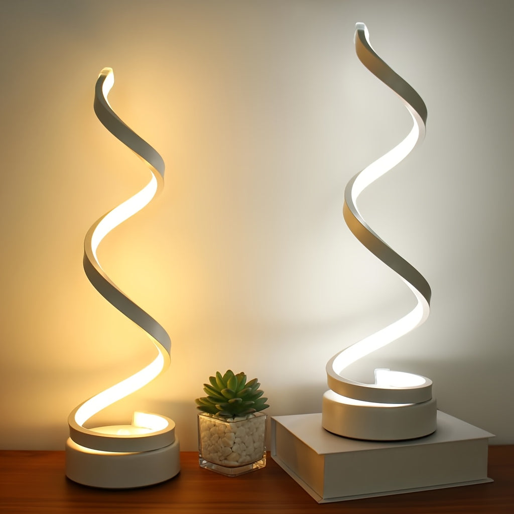 1pc\u002F2pcs Modern Adjustable Spiral Desk Lamp with Warm Light & Matte Metal Arm - Multifunctional Table Light Suitable for Bedroom, Study, Living Room, Space-Saving Design, -Controlled, Ideal Gift for Office Decor