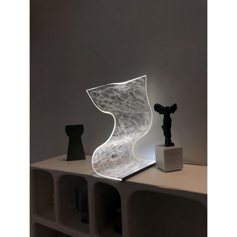 USB-Powered Modern Curved Desk Lamp - Arc Lighting Task Lamp with Button Control, USB Plug-and-Play for Gaming Setup, Home Office, Bedroom - Minimalist Contemporary Lighting Fixture, Futuristic Aesthetic, Highquality Build, Gamers Setup