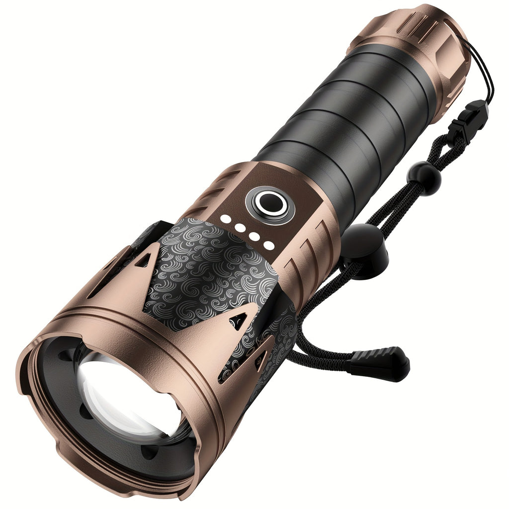 SKYFIRE High-Lumen LED Flashlight with Ignition Lens, Super Bright Tactical Flashlight, Zoom, Five Modes, Essential for Long-Life Camping, Outdoor, Farm Patrol And Emergency Situations