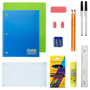12 Wholesale 17" Backpacks in 12 Assorted Colors and Prints & 12 Bulk School Supply Kits of Your Choice