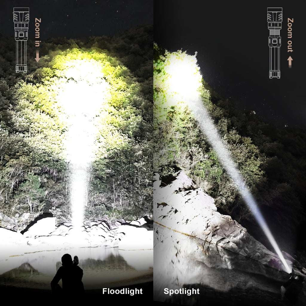 SKYFIRE LED Flashlight, High Lumen Super Bright Rechargeable, Adjustable Focus with Ignition Lens, Four Modes, Suitable for Camping Outdoor Farm Family Use