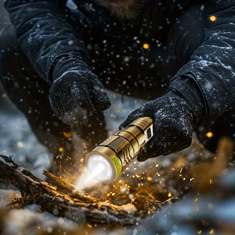 SKYFIRE LED High-brightness Golden Dragon Pattern Flashlight, 4000mAh Rechargeable Flashlight With Ignition Lens, Zoom Function, Four Modes, Suitable For Camping, Outdoor And Household Use