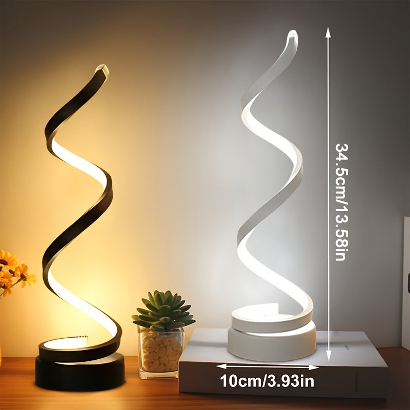 1pc\u002F2pcs Modern Adjustable Spiral Desk Lamp with Warm Light & Matte Metal Arm - Multifunctional Table Light Suitable for Bedroom, Study, Living Room, Space-Saving Design, -Controlled, Ideal Gift for Office Decor