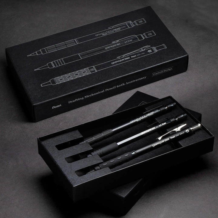Pentel GraphGear/Graph Black Edition, Mechanical Drafting Pencils, Pentel 60th Anniversary Limited Edition Collectors Set