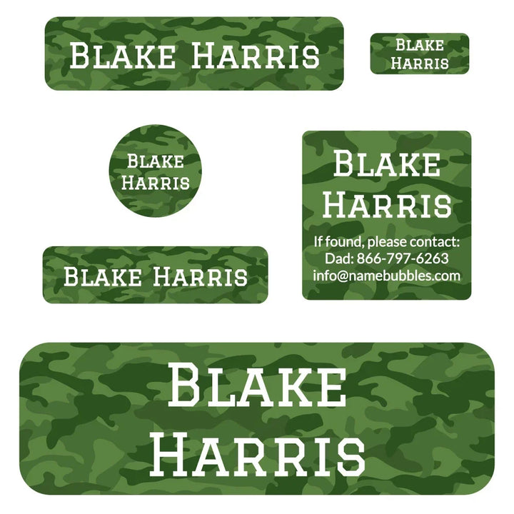 Camo School Labels Pack