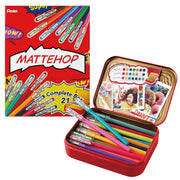 Pentel MATTEHOP Color Gel Pen Set, (1.0 mm), 21 Colors, with Metal Box
