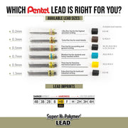 Pentel Super Hi-Polymer Lead Refill (1.3mm) Extra-Bold, 8pcs/Tube, 2-pk